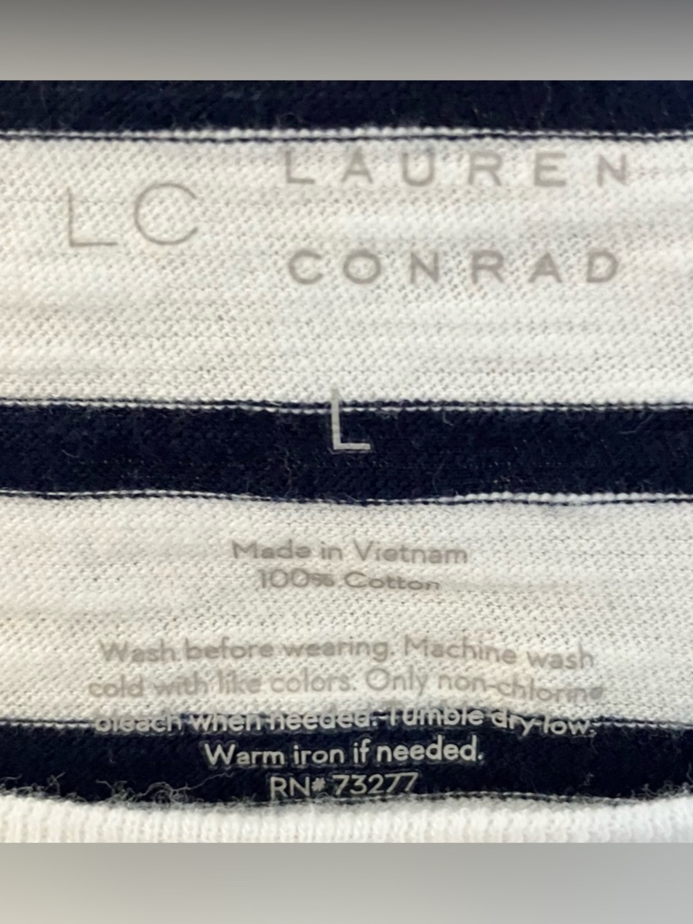 LC Lauren Conrad Short Sleeve Tee Basque/Darkest Navy Striped Shirt-LG EUC - Picture 3 of 7